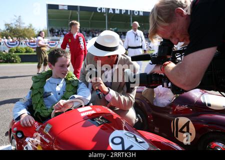 Young racers compete in the Settrington Cup attends the Goodwood Revival at the Goodwood Motor Circuit in West Sussex. Picture date: Saturday September 9, 2023. Stock Photo