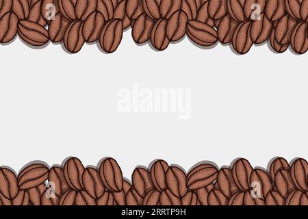 hand drawn beans of coffee background illustration with copy space area Stock Vector
