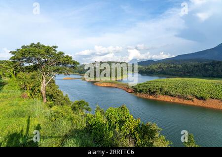 Banasura Sagar Dam is a beautiful landscape at tourist hotspot in Wayanad, Kerala India. Stock Photo