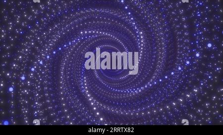 Abstract screw tunnel. A tunnel formed by colored dots lined up in a line. 3D render. Stock Photo