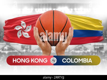 Hong Kong vs Colombia national basketball teams basket ball match competition cup concept image Stock Photo