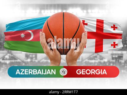 Azerbaijan vs Georgia national basketball teams basket ball match competition cup concept image Stock Photo