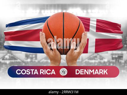 Costa Rica vs Denmark national basketball teams basket ball match competition cup concept image Stock Photo