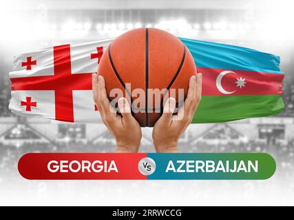 Georgia vs Azerbaijan national basketball teams basket ball match competition cup concept image Stock Photo