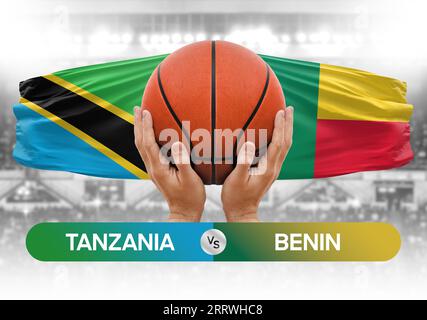 Tanzania vs Benin national basketball teams basket ball match competition cup concept image Stock Photo