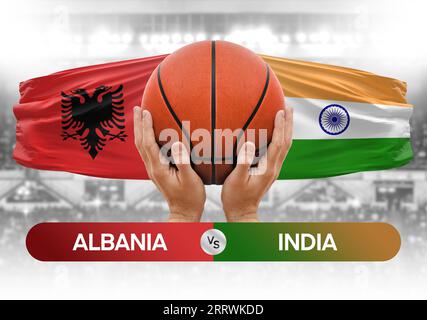 Albania vs India national basketball teams basket ball match competition cup concept image Stock Photo