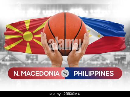 North Macedonia vs Philippines national basketball teams basket ball match competition cup concept image Stock Photo