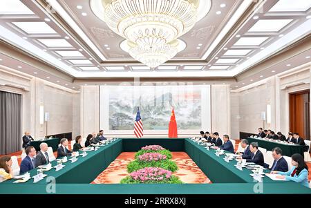 230829 -- BEIJING, Aug. 29, 2023 -- Chinese Vice Premier He Lifeng meets with visiting U.S. Commerce Secretary Gina Raimondo in Beijing, capital of China, Aug. 29, 2023.  CHINA-BEIJING-HE LIFENG-U.S. COMMERCE SECRETARY-MEETING CN YuexYuewei PUBLICATIONxNOTxINxCHN Stock Photo