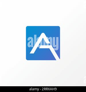 Logo design graphic concept creative abstract premium vector stock sign letter initial A font on cut rectangular block. Related to monogram typography Stock Vector
