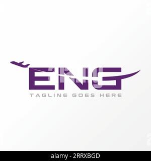 Logo design graphic concept creative abstract premium vector stock sign initial letter ENG font cut flying plane. Related monogram typography aviation Stock Vector