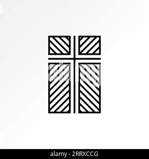 Logo design graphic concept creative abstract premium vector sign stock unique window art pattern christian cross church. Related to religion interior Stock Vector