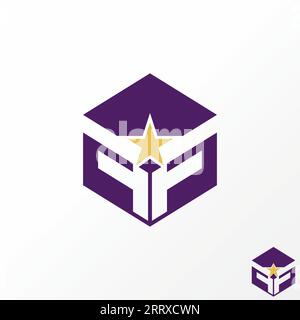 Logo design graphic concept creative abstract premium vector sign stock initial letter FF font flip on 3D hexagon. Related monogram typography emblem Stock Vector