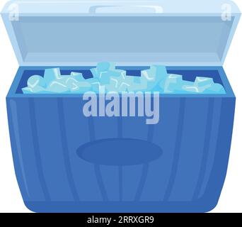 Cooling container with ice. Portable fridge cartoon icon isolated on white background Stock Vector