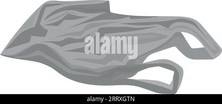 Used gray plastic bag. Rubbish cartoon icon isolated on white background Stock Vector