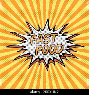 Fast food word background style pop art,  fast food restaurants Stock Vector