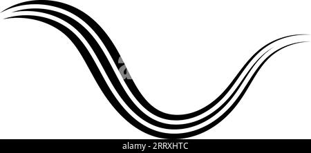 Curved graceful triple line, vector, ribbon as an elegant calligraphy ...