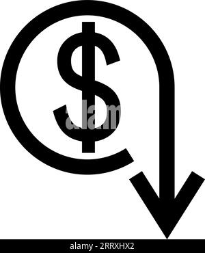 Icon crisis development flourishing dollar sign arrow up down business Stock Vector