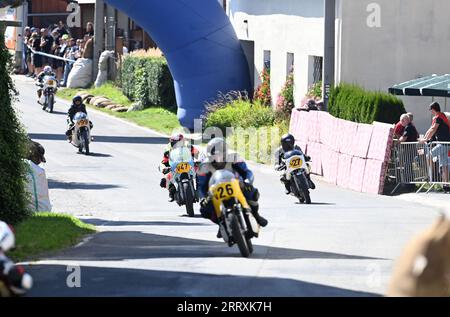 The Kolstejn Circuit for Vaclav Pardus Award race for historic motorcycles and sidecars at a track in village Branna, Sumperk region, Czech Republic, September 9, 2023. (CTK Photo/Ludek Perina) Stock Photo