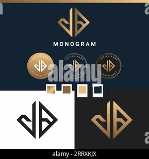 Luxury JB or BJ Initial Monogram Text Letter Logo Design Stock Vector