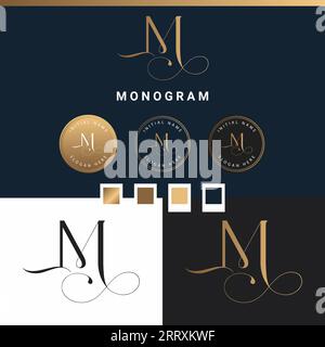 Luxury LM or ML Initial Monogram Text Letter Logo Design Stock Vector