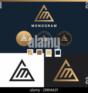 Luxury GM or MG Initial Monogram Text Letter Logo Design Stock Vector