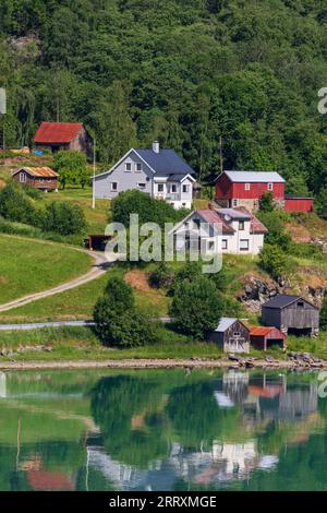 Luster Village, Vestland County, Norway Stock Photo