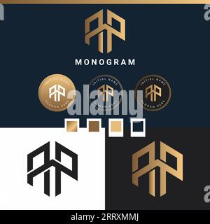 Luxury AP or PA Initial Monogram Text Letter Logo Design Stock Vector