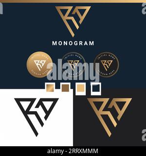 Luxury RA or AR Initial Monogram Text Letter Logo Design Stock Vector