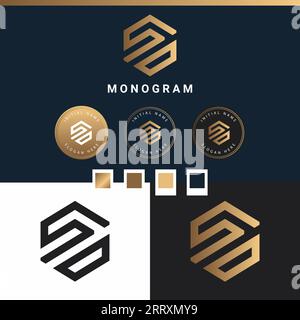 Luxury SD or DS Initial Monogram Text Letter Logo Design Stock Vector