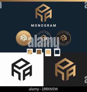 Luxury RA or AR Initial Monogram Text Letter Logo Design Stock Vector