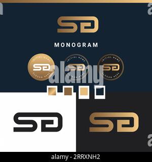 Luxury SD or DS Initial Monogram Text Letter Logo Design Stock Vector