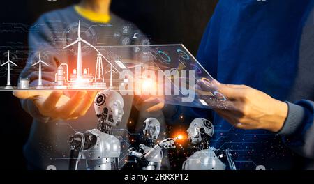 Concepts, applications of AI, job analysis And applications in industry, business and daily life, chat AI, industry 5.0, Eco and ESG Stock Photo