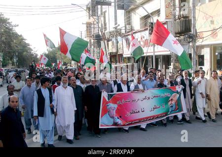 Members of Pashtunkhwa Milli Awami Party are holding protest demonstration against the Digital Census, held at Manan Chowk in Quetta on Saturday, September 9, 2023. Credit: Pakistan Press International (PPI)/Alamy Live News Stock Photo