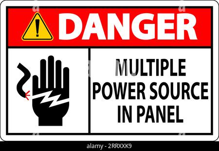 Danger Sign Multiple Power Source In Panel Stock Vector