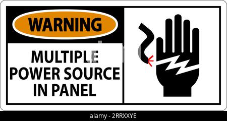 Warning Sign Multiple Power Source In Panel Stock Vector