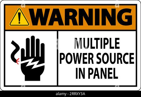 Warning Sign Multiple Power Source In Panel Stock Vector