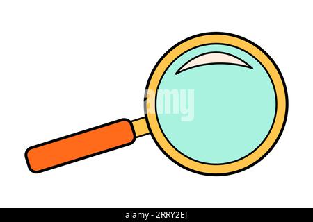 Science school magnify glass lens icon. Physical education laboratory cartoon equipment. Bold bright concept search or inspect. Vector illustration Stock Vector
