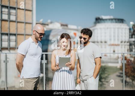Successful Architects Collaborating on Modern Building Design Stock Photo