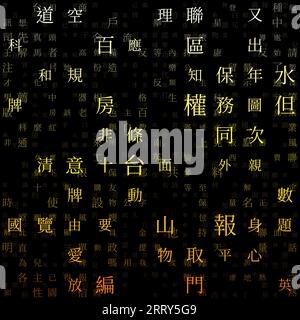 Abstract background featuring random characters of the Chinese traditional alphabet. Stock Vector
