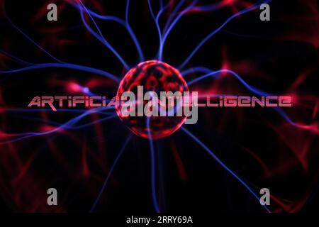 AI artificial intelligence concept using close up of plasma ball streams Stock Photo