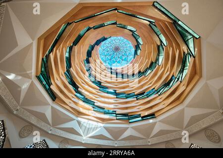 Istanbul, Turkey - September 9, 2023: Interior view of Modern Marmara University Faculty of Theology Mosque in Uskudar (Ilahiyat Fakültesi Camii) Stock Photo