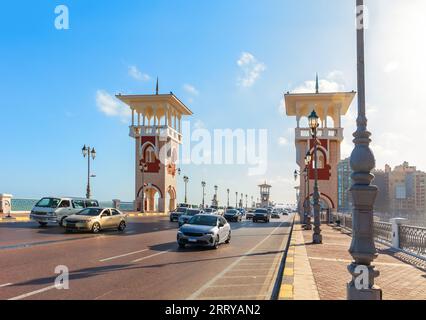 Stanley Bridge of Alexandria, view on the architectural landmark, Egypt Stock Photo