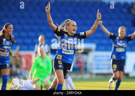 Diana Lemesova (77 SKN St Polten) celerating her goal during the UEFA Womens Champions League qualifying match St Polten vs PAOK at NV Arena St Polten (Tom Seiss/ SPP) Credit: SPP Sport Press Photo. /Alamy Live News Stock Photo