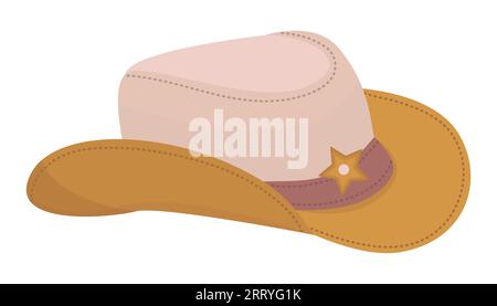 Cowboy hat stetson in boho style, color vector illustration Stock Vector