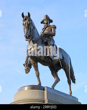 George Washington statue is the famous landmark in Boston Public Garden, USA Stock Photo