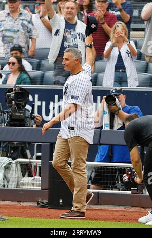 BRONX, NY - SEPTEMBER 09: Andy Pettitte is introduced during the