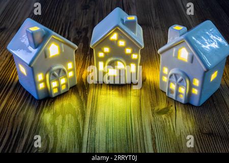 ceramic house background, housing crisis real estate agency home ownership concept Stock Photo