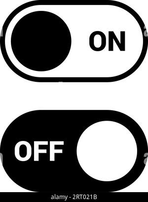 Switch on and Off Black and White Toggle. On and Off Toggle Switch Buttons Graphic Design for Web Usage or Mobile App Interface. Flat Interface Graphi Stock Vector