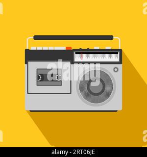 Cassette player. Retro cassette recorder. Music player. 90s style vector. 1990s trendy illustration. Nostalgia for the 90s Stock Vector