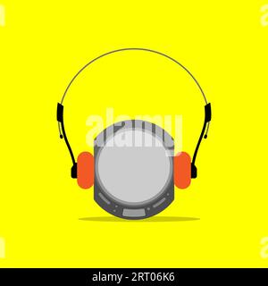 CD Player with headset Retro Vector Illustration Stock Vector